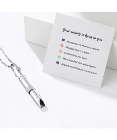 Anxiety Relief Necklace Anapana Breathing Necklace Calm Carry for Anxiety-Portable Stainless Steel Whistle Anxiety Necklace for Breathing Exercises Meditation Anxiety Gifts for Women (Silver) - Buy Online on GoSupps.com