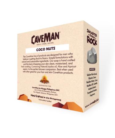 Caveman Men's Natural Coconut Soaps - Moisturizing Exfoliating & Refreshing Bar Soap for Men | International Shipping Available - Buy Online on GoSupps.com