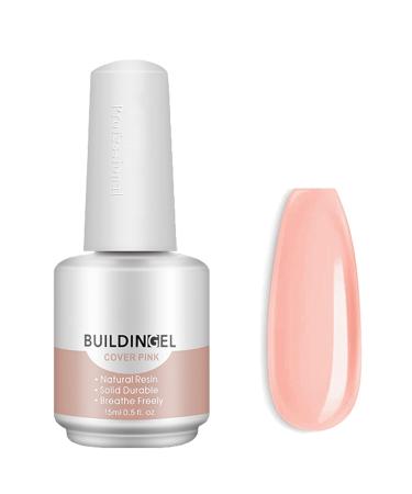 Teerova 5 in 1 builder gel for nails - 15ml builder base strengtening gel UV/LED nail polish gel hard gel for manicure repair nail extension nail extensions nail art decoration (cover pink) cover/pink