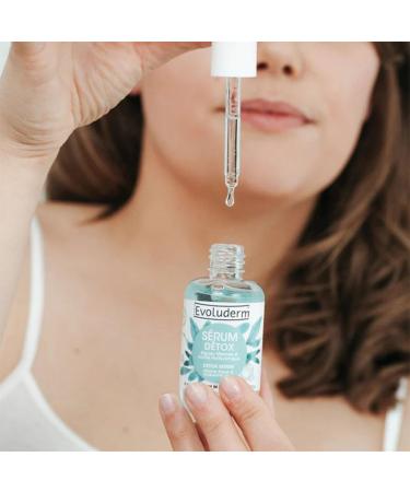EVOLUDERM Detox Serum with Marine Algae and Hyaluronic Acid - 30 ml - 98% Natural Origin - Vegan - Made in France - Buy Online on GoSupps.com