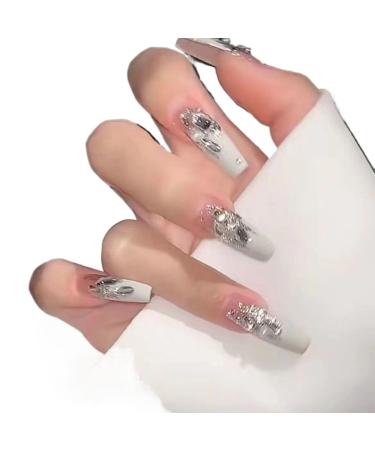 Temperament-enhancing manicure hand-made French-style nail polish clean and white hand-decorated detachable nail patch.(M)