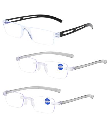 Ahlma 3 pieces of anti -blue light glasses reading glasses Randless around blue -filter glasses frameless reading glasses narrow visual aids Suitable as anti -blue light reading aid light and convenient unisex 150 degrees + 150 degrees +