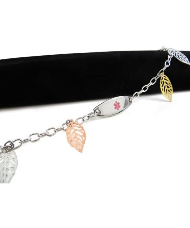 Customized Women's Sulfa Allergy Alert Bracelet | Pre-Engraved Steel Leaves | Wallet Card Included - Shop Internationally - Buy Online on GoSupps.com