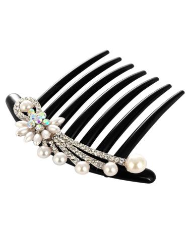 PATKAW Imitation Pearl Hair Comb - Hair Side Combs Crystal Headdress Floral Rhinestone Bride Hair Accessories - Small French Side Hair Comb Clips for Women Decorative