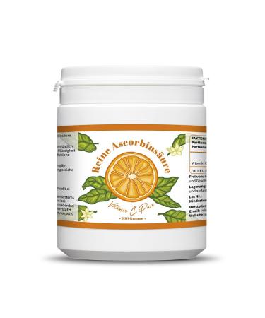 Vitamin C pure 500g - vitamin C powder - pure ascorbic acid - 500 days stock x 1000mg high -dose - with measuring spoon - vegan - premium quality - Buy Online on GoSupps.com
