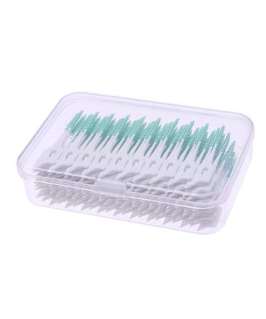 160 pieces double-ended interdental brushes soft silicone toothstick tooth-powdered interent brushing teeth stick-dental stick for cleaning the interdental spaces (green)