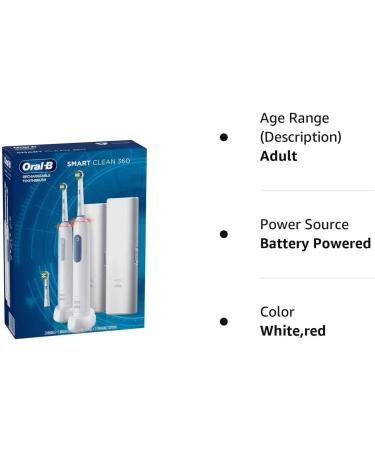 Oral-B Smart Clean 360 Rechargeable Toothbrushes 2 Pack - Best Electric Toothbrush Set - Buy Online on GoSupps.com