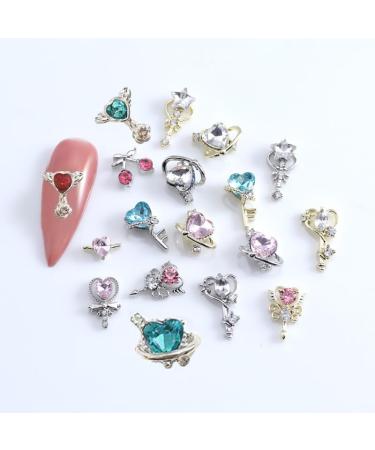 24pcs 3D Heart Zepter Zircon Nail Charms - Shiny Rhinestones & Flatback Diamonds for DIY Nail Art & Wedding Decor - Buy Online on GoSupps.com