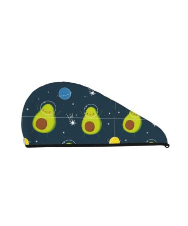 Avocado in Space Microfiber Hair Towel Soft Super Absorbent Hair Towel Wrap for Women Coral Velvet Quick Dry Hair Cap for Long Curly and Thick Hair