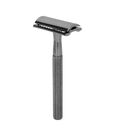 Wet razor men double blades manual trimmer with stand shave without irritation waterproof construction made of metal great gift for men and women tight and clean black