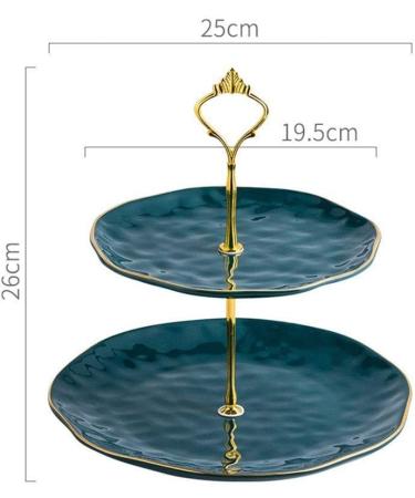 SHAOHUASC European Ceramic Double-Layer Skewer Plate Dessert Plate Cake Plate Flat Plate Jewelry Display Stand - Buy Online on GoSupps.com