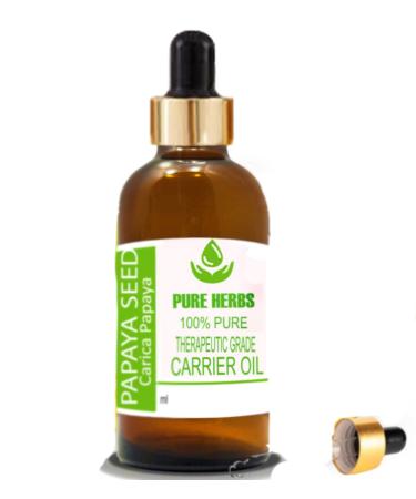 Pure Herbs Papaya Seed Oil (Carica Papaya) Pure & Natural Therapeutic Grade Carrier Oils with Dropper (50ml)
