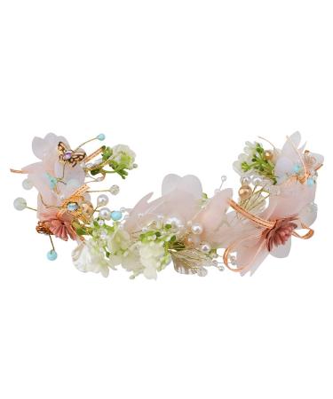 AOPRIE Butterfly Flower Headband for Women Wreath Crown Wedding Floral Garland