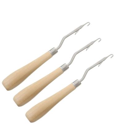Maosifang 6.5 Inch Wooden Latch Hook Tool for Rug Making and Art Crafts,3 Pack
