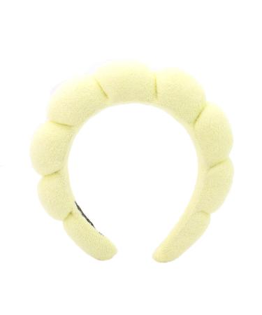 Ycfish Puffy Makeup Headband Spa Headbands for Women Sponge & Terry Towel Cloth Fabric Cute Skincare Headband for Face Washing Makeup Removal Shower Facial Mask (Yellow)