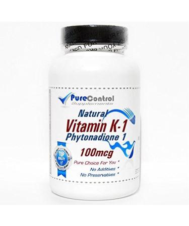 Natural Vitamin K-1 Phytonadione 100mcg // 200 Capsules // Pure // by PureControl Supplements