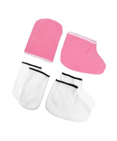 minkissy 4 Pairs Hand and Foot Mask Moisturizing Hand Gloves Exfoliating Glove Silicone Paraffin Wax Mitts Booties Paraffin Wax Bath Accessories Fabric Paraffin Socks Gel Sokcs Thicken Set