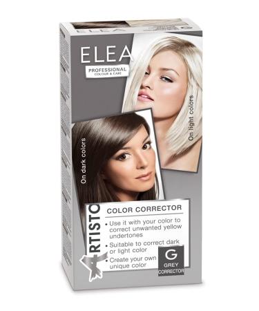 Elea Professional Artisto Colour Corrector 120 ml | Use it with your colour to correct unwanted yellow undertones | Suitable for correcting dark or light colours (G Grey)