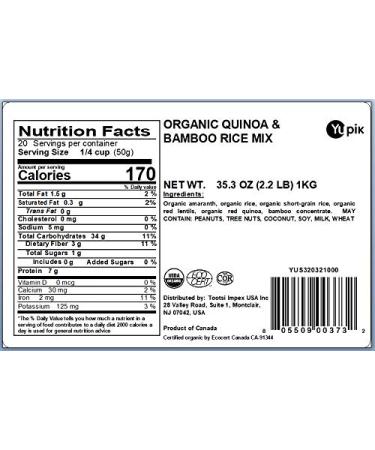 Yupik Organic Quinoa & Bamboo Rice Mix 2.2 lb - Non-GMO, Vegan, Gluten-Free - 2.2 Pound Pack - Buy Online on GoSupps.com