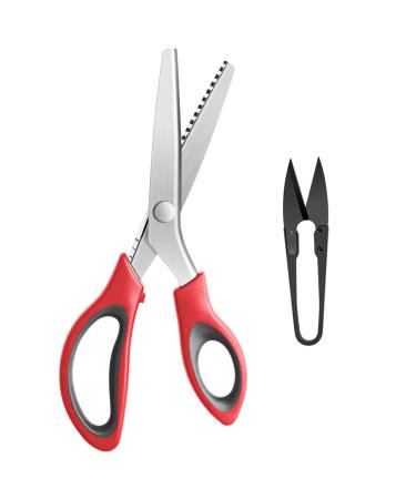 Pinking Shears Scissors for Fabric 2-Piece Bundle of Zig Zag Scissors &  Scalloped Pinking Shears  100% Stainless Steel Sewing Pinking Shears for  Fabric Cutting Ideal Craft Scissors Decorative Edge Zigzag and