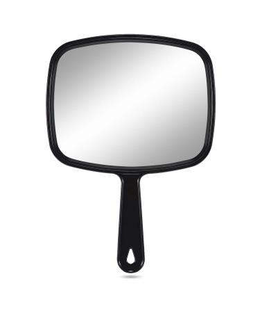 PROTECLE Large Hand Mirror, Salon Barber Hairdressing Handheld Mirror with Handle (Square Black 10.3