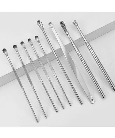 9pcs Stainless Steel Ear Picks with Carrying Case - Earwax Removal Kit for Adults & Kids - Reusable and Smooth - Perfect for Travel and Home Use (Silver) - Buy Online on GoSupps.com