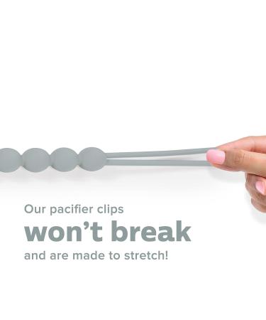 Silicone Pacifier Clip with Koala Bead - Grey | One Piece Soother Binky Teething Ring Holder - Buy Online on GoSupps.com