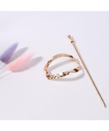 Dervivea Geometry Hair Stick Barrette Minimalist Oval Hair Cuff Hairpin Boho Oval Circle Hair Bun Pin Gold Ponytail Holder Hairpin Clips Decorative Hair Accessories for Women and Girl Headdress - Buy Online on GoSupps.com