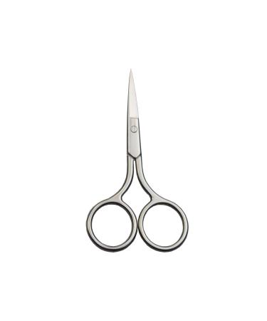 Silver Professional Stainless Steel Facial Hair Scissors for Men Moustache Beard Trimming Grooming - Safety Use for Eyebrows Eyelashes Nose and Ear Hair