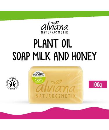  Alviana Vegetable oil soap with milk and honey 100g - Buy Online on GoSupps.com