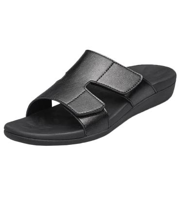 KAIDER Women's Arch Support Slides Orthotic Adjustable Sandal Adjustable Slippers for Flat Feet Heel Pain 10 Black01