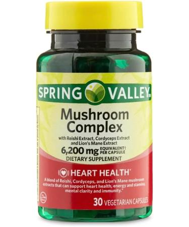 3 Bottles of Spring Valley Mushroom Complex Dietary Supplement 6 200mg 30 Capsules Each Bottle. Plus Bonus 7 Day Pill Case. - Buy Online on GoSupps.com