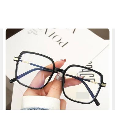 Qinzhenz square anti-blue light reading glasses glasses new oversized computer reader anti-UV flat light lights (color: black size: +250) +250 black