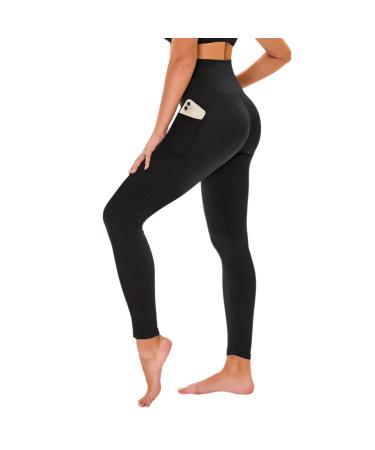 TNNZEET High Waisted Pattern Leggings for Women - Buttery Soft Tummy Control Printed Pants for Workout Yoga 2 Pockets Large-X-Large Black