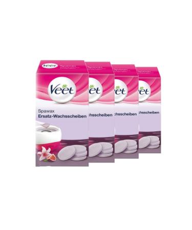 Veet Spawax warm wax discs for Veet Spawax wax device - long-lasting hair removal with warm wax - pack of 4 - 24 wax discs