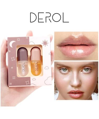 DEROL Lip Plumper Serum for Fuller & Beautiful Lips | Overnight Hydrating Lip Enhancer - 5.5ML x 2 (01#Pink) - Buy Online on GoSupps.com
