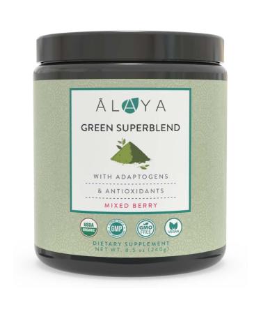 Alaya Organic Super Greens Powder - Premium Green Juice Superfood Supplement Powder - Adaptogens, Antioxidants & Probiotics Blend - USDA Organic, Non-GMO, Vegan - 30 Servings (Mixed Berry)