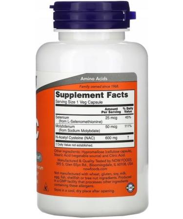 N.Foods NAC 600mg - 100 Veggie Capsules - Buy Online on GoSupps.com