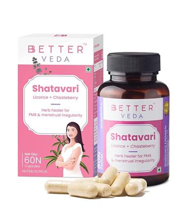 SEASOL BBETTER VEDA Pure Shatavari Capsules for Women's Health | Herbal Healer for PCOS PCOD PMS & Menstrual Irregularities| 60 Veg Capsules