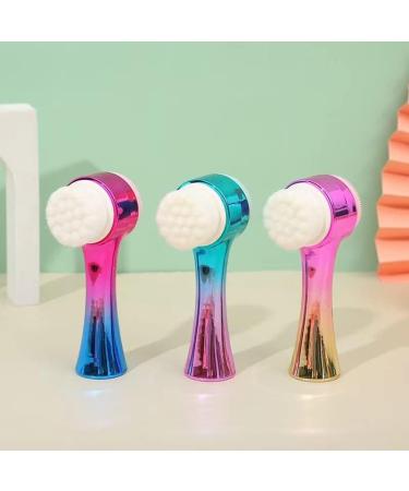 2 in 1 Double-Sided Facial Cleansing Brush for Deep Pore Exfoliation and Makeup Removal - Pink-Blue - Buy Online on GoSupps.com