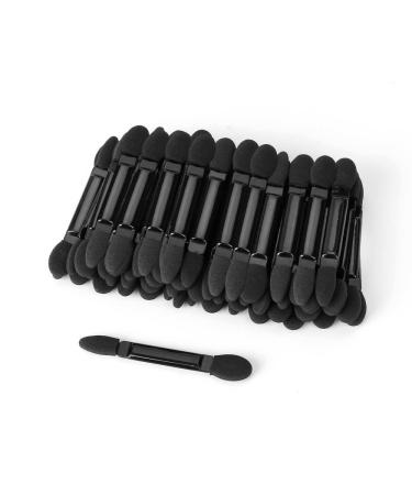 AaKode 50PCS Disposable Double Head Eyeshadow Sponge Brushes Cosmetic Tool, Professional Dual Sides Eyeshadow Brushes Makeup Applicator(Size: 2.44 inch, Color: Black)11 50pcs-short handle Black