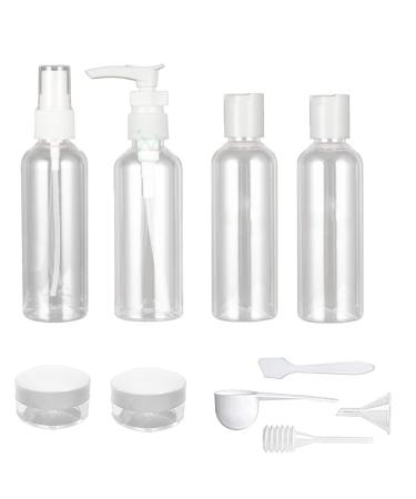 ZEACCT travel bottles Set 10 pieces of flight travel size bottle toilet items Liquid container for cosmetic make-up shampoo and shower gel leakproof and refillable with storage bag