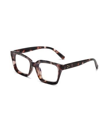 Hubeye Retro Oversized Large Frame Reading Glasses for Women Men Square Fashion Oprah Style Blue Light Blocking Computer Reader 2.50 Dark Grey Leopard 2.5 Dioptres