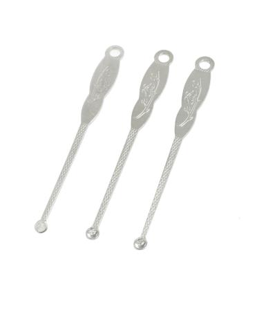 Qtqgoitem 3 Pcs Flower Pattern Metal Ear Wax Remover Earpick Curette Silver Tone (Model: 4c9 53c 69d c90 6c2)