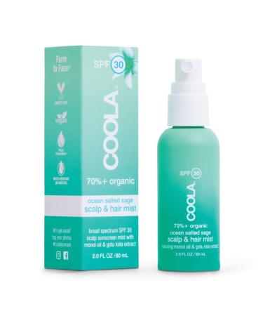 COOLA Organic Scalp Spray & Hair Sunscreen Mist With SPF 30, Dermatologist Tested Hair Care For Daily Protection, Vegan And Gluten Free, Ocean Salted Sage, 2 Fl Oz 2 Fl Oz (Pack of 1)
