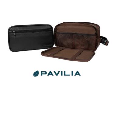 Pavilia Men's Travel Toiletry Bag | Water-Resistant Dopp Kit | PU Leather Shaving Organizer for Toiletries and Grooming Essentials - Buy Online on GoSupps.com