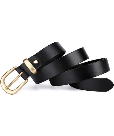 Catelles Women's Genuine Leather Belt - 1.1 Width with Gold Buckle | XS Pant Size 0-2 | Black - Buy Online on GoSupps.com