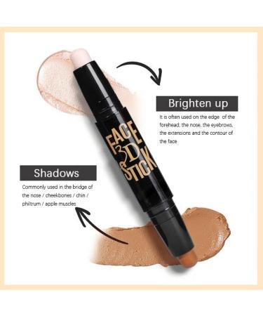 2-in-1 Dual Head Contour Stick Highlight and Contour Stick Long Lasting Waterproof Contour Stick Set (01) - Buy Online on GoSupps.com