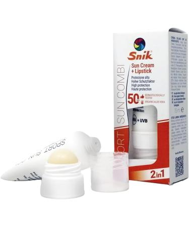 Snik Snik Sport Sun Cream Combi 2-in-1 | Face Sunscreen + Lip Lipstick | Mountain Ski Winter and Summer Sports | Protects from Sun Wind and Cold | SPF 30 High Protection UVA + UVB | Tube - Buy Online on GoSupps.com