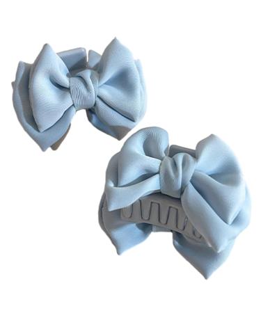 xbiez Claw Hair Clip Bow 2000s Claw Balletcore Bangs Hair Clips Balletcore Hairpin Bow Preepy Hair Clip for Bunches Light Blue